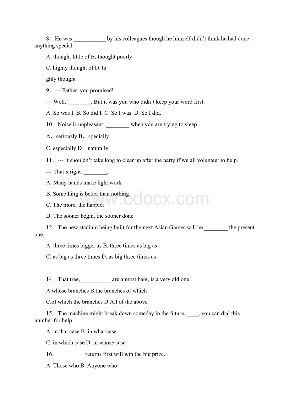 河北省定州中学学高一英语上学期周练试题二承智班精Word文档下载推荐.docx_第2页