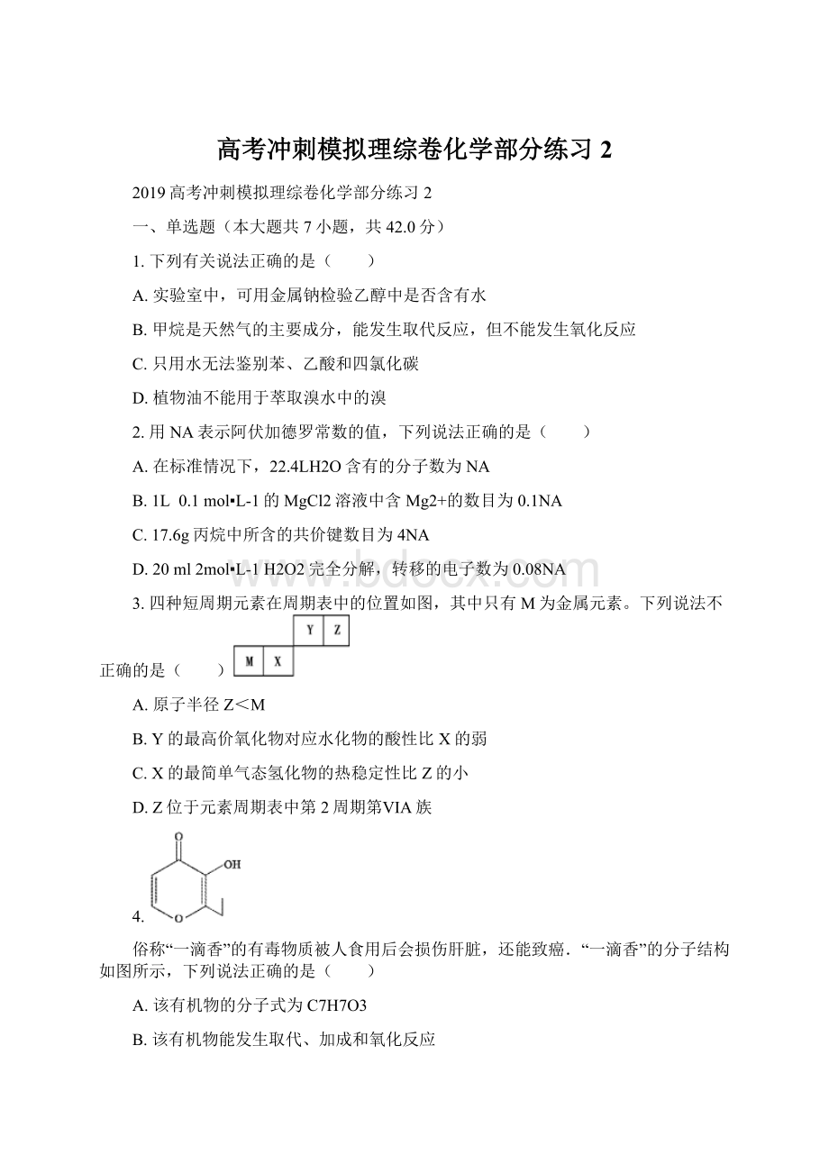 高考冲刺模拟理综卷化学部分练习2.docx_第1页