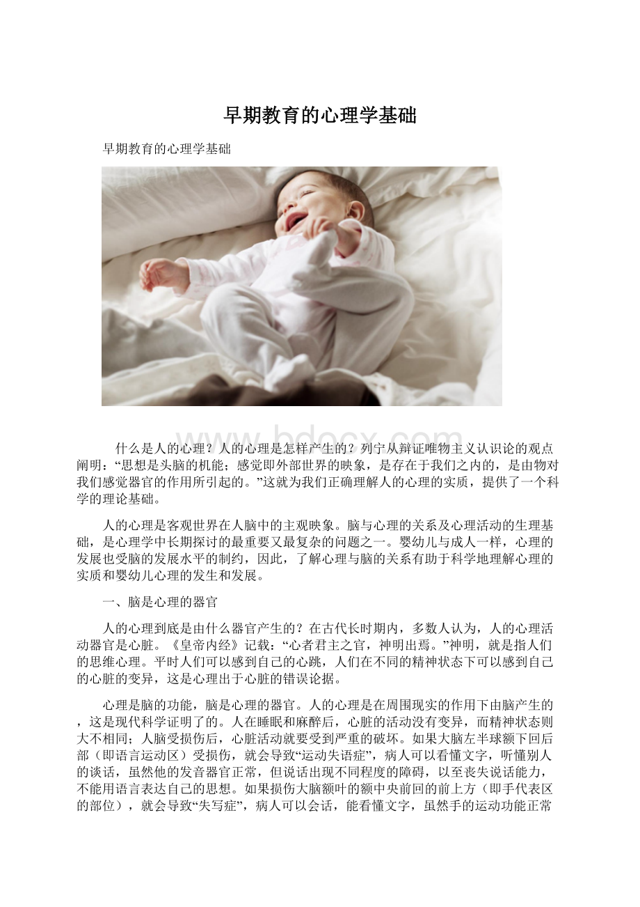 早期教育的心理学基础Word文件下载.docx