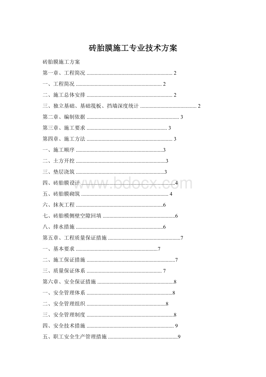 砖胎膜施工专业技术方案.docx_第1页