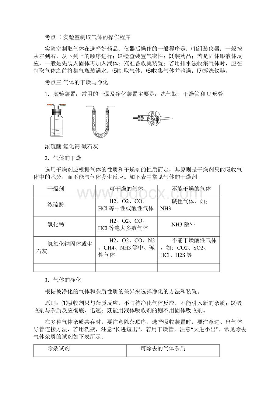 15初高中化学衔接气体的制取净化和干燥文档格式.docx_第2页