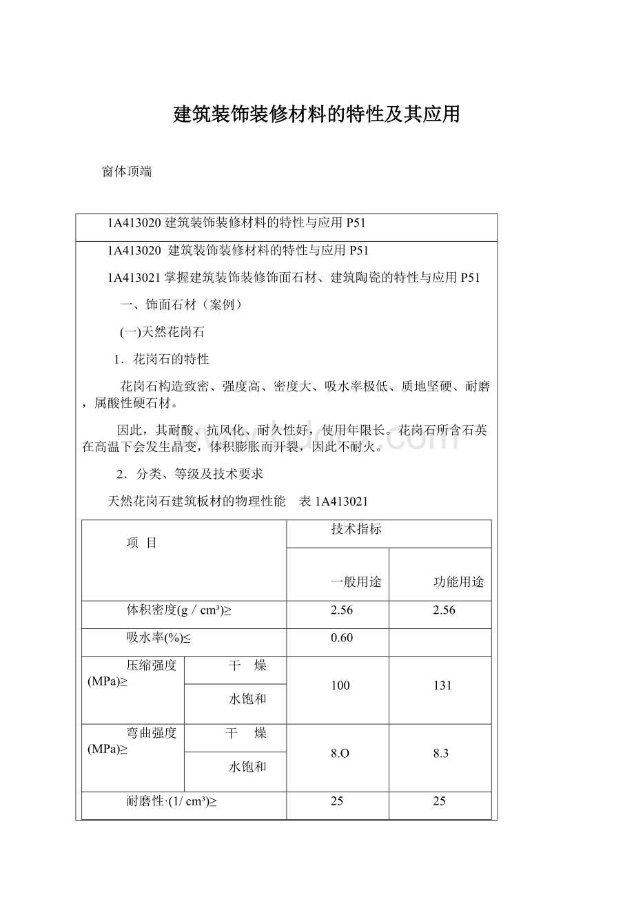 建筑装饰装修材料的特性及其应用Word格式文档下载.docx_第1页