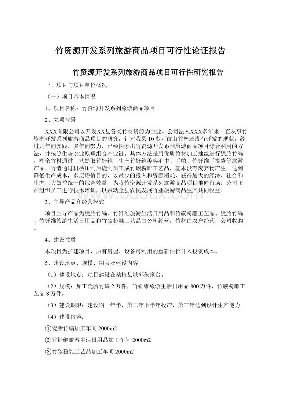 竹资源开发系列旅游商品项目可行性论证报告Word文件下载.docx_第1页