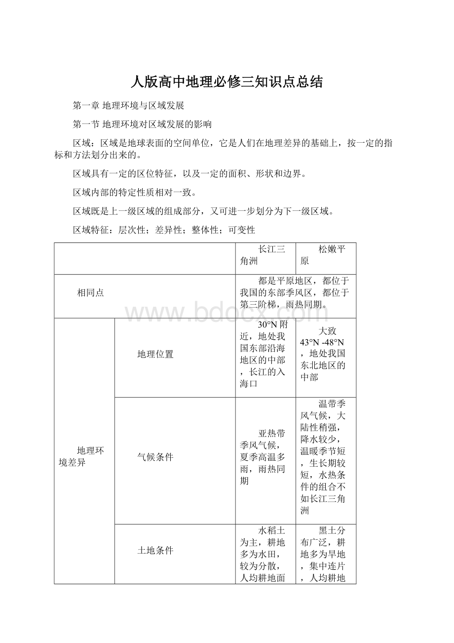 人版高中地理必修三知识点总结.docx