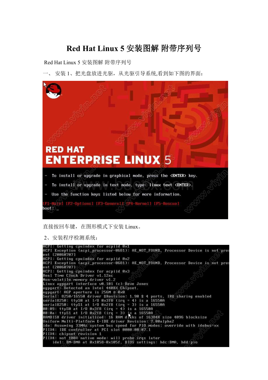 Red HatLinux 5 安装图解 附带序列号.docx