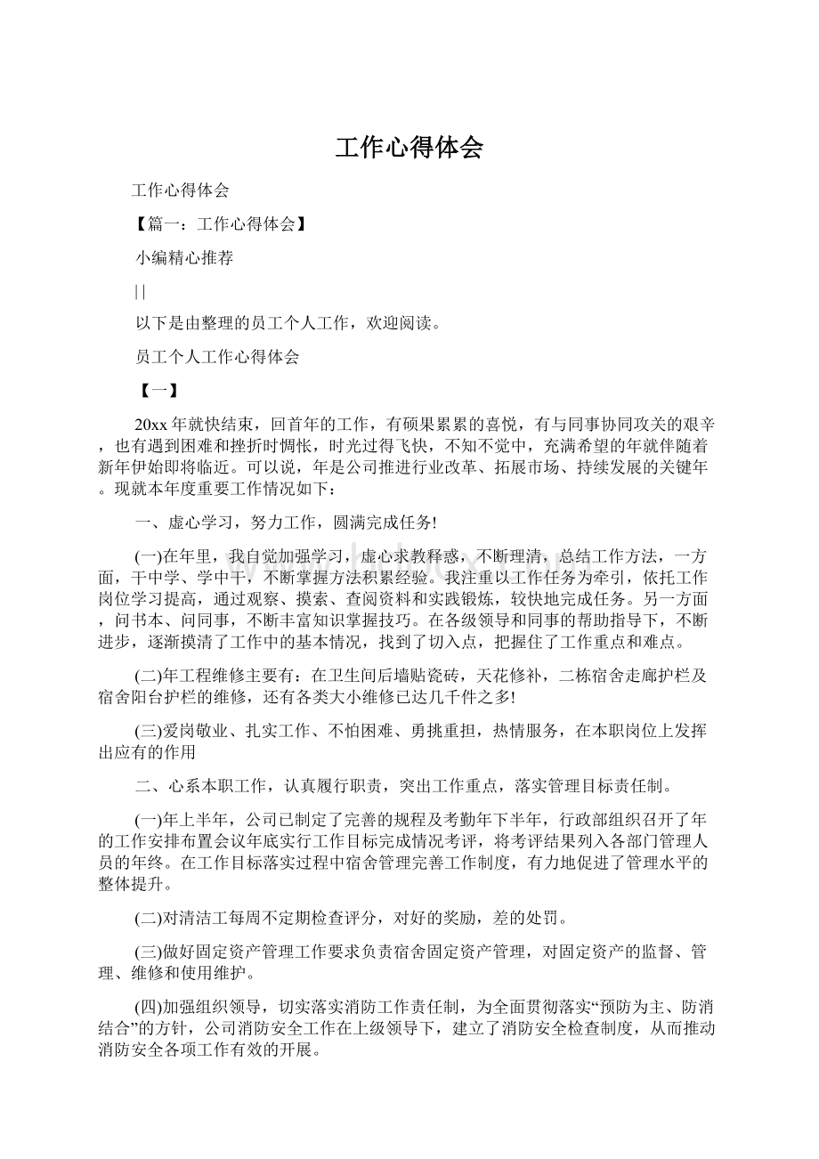 工作心得体会文档格式.docx