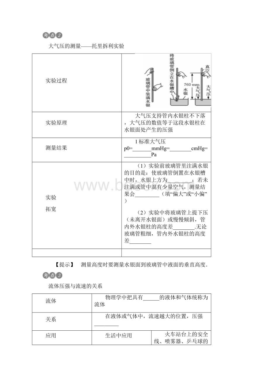 中考物理考点分类讲第11讲+气体与流体压强Word文档下载推荐.docx_第2页