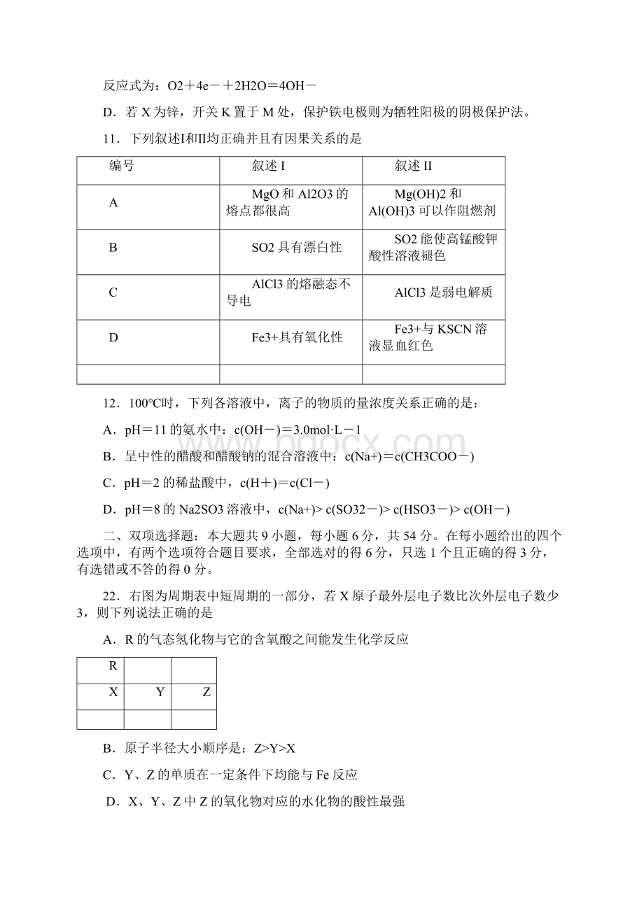 届广东省中山一中等七校高三第三次联考化学试题及答案Word文档格式.docx_第2页