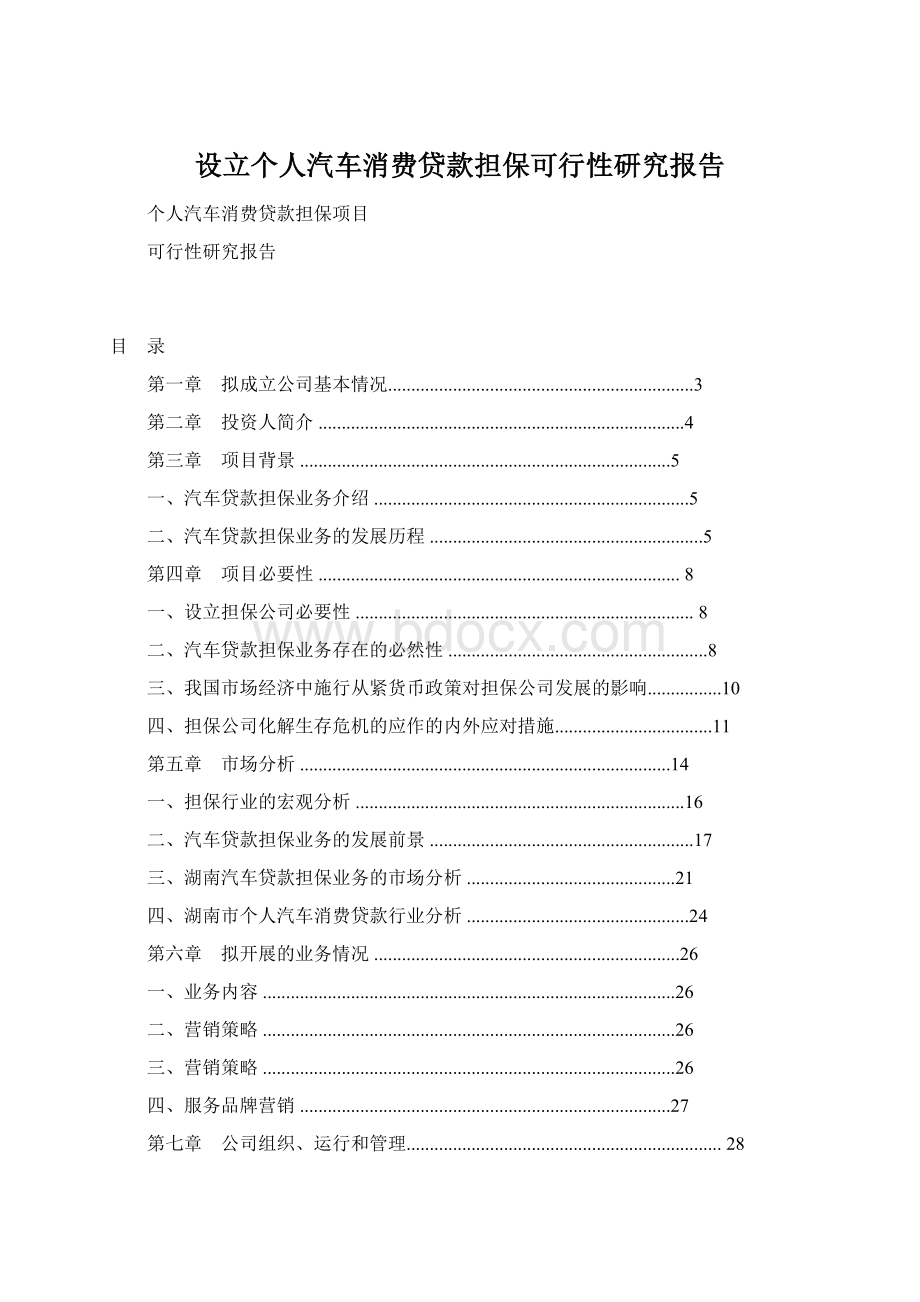 设立个人汽车消费贷款担保可行性研究报告.docx_第1页