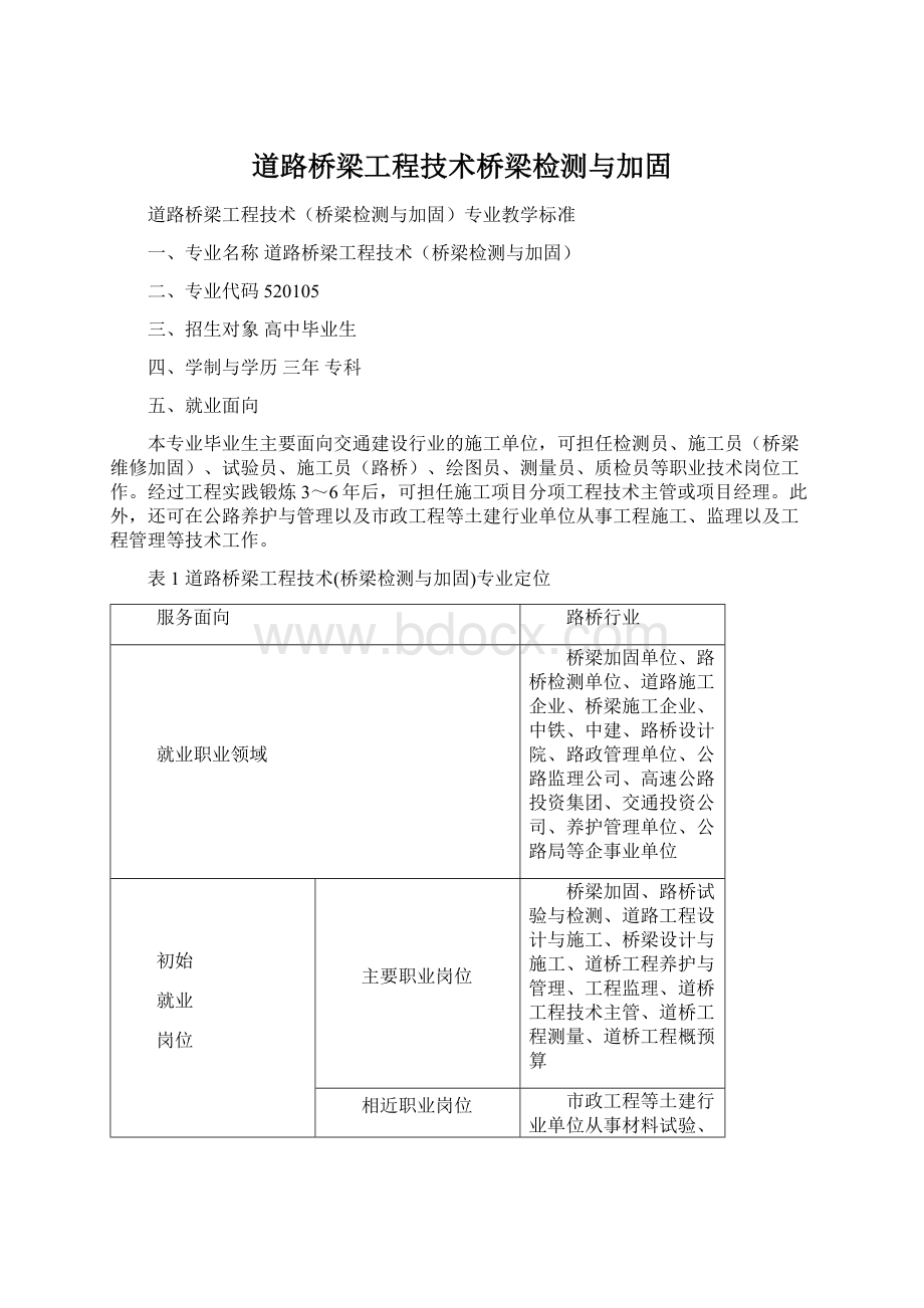 道路桥梁工程技术桥梁检测与加固Word格式文档下载.docx