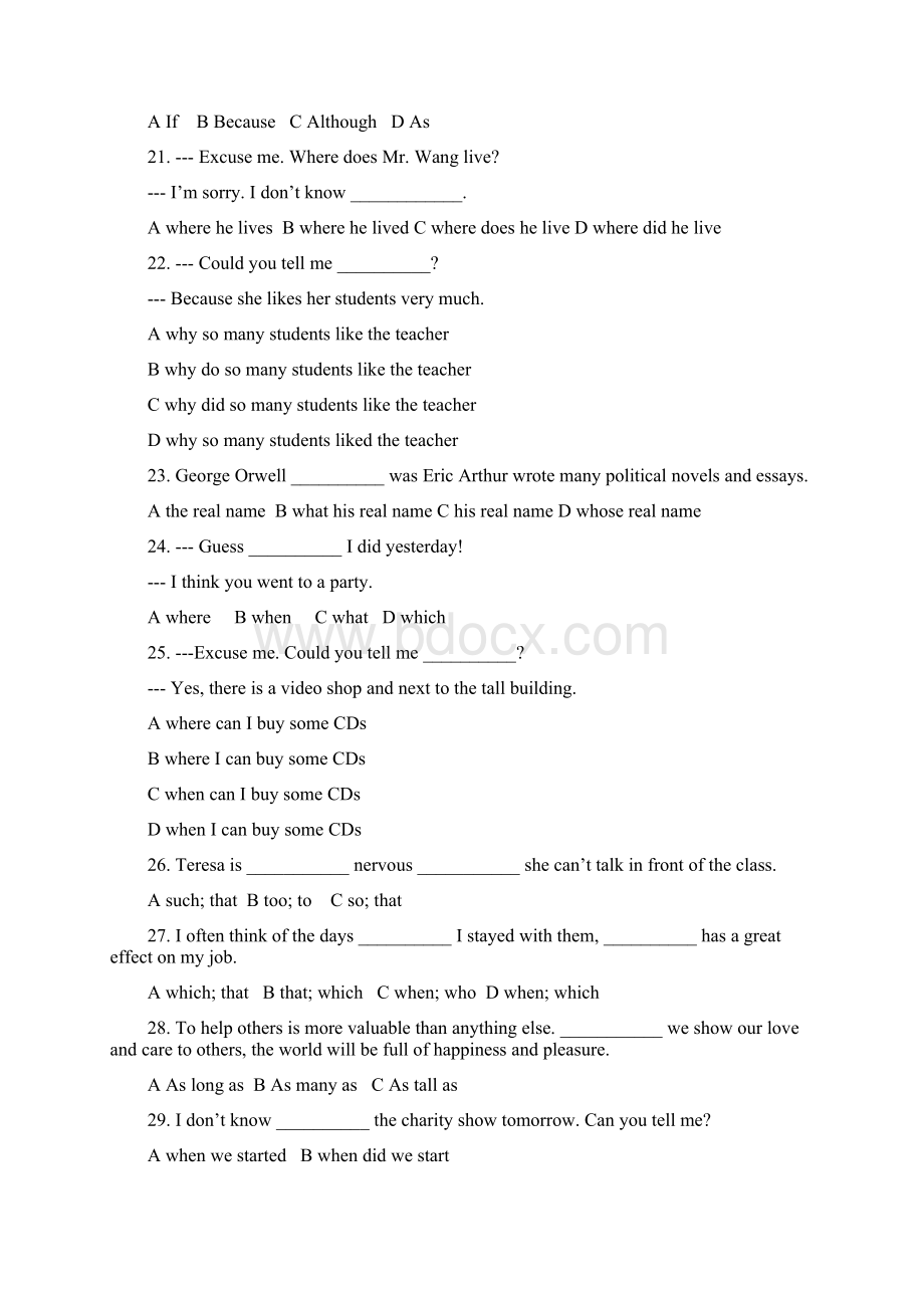 附答案初中状语从句宾语从句定语从句练习Word格式文档下载.docx_第3页