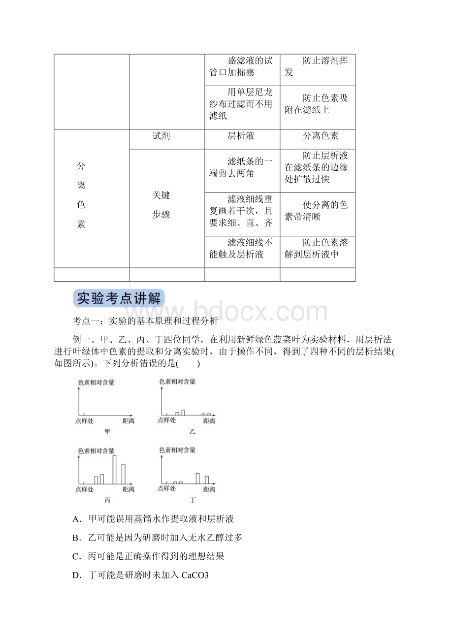 专题07 绿叶中色素的提取和分离解析版Word文档下载推荐.docx_第3页