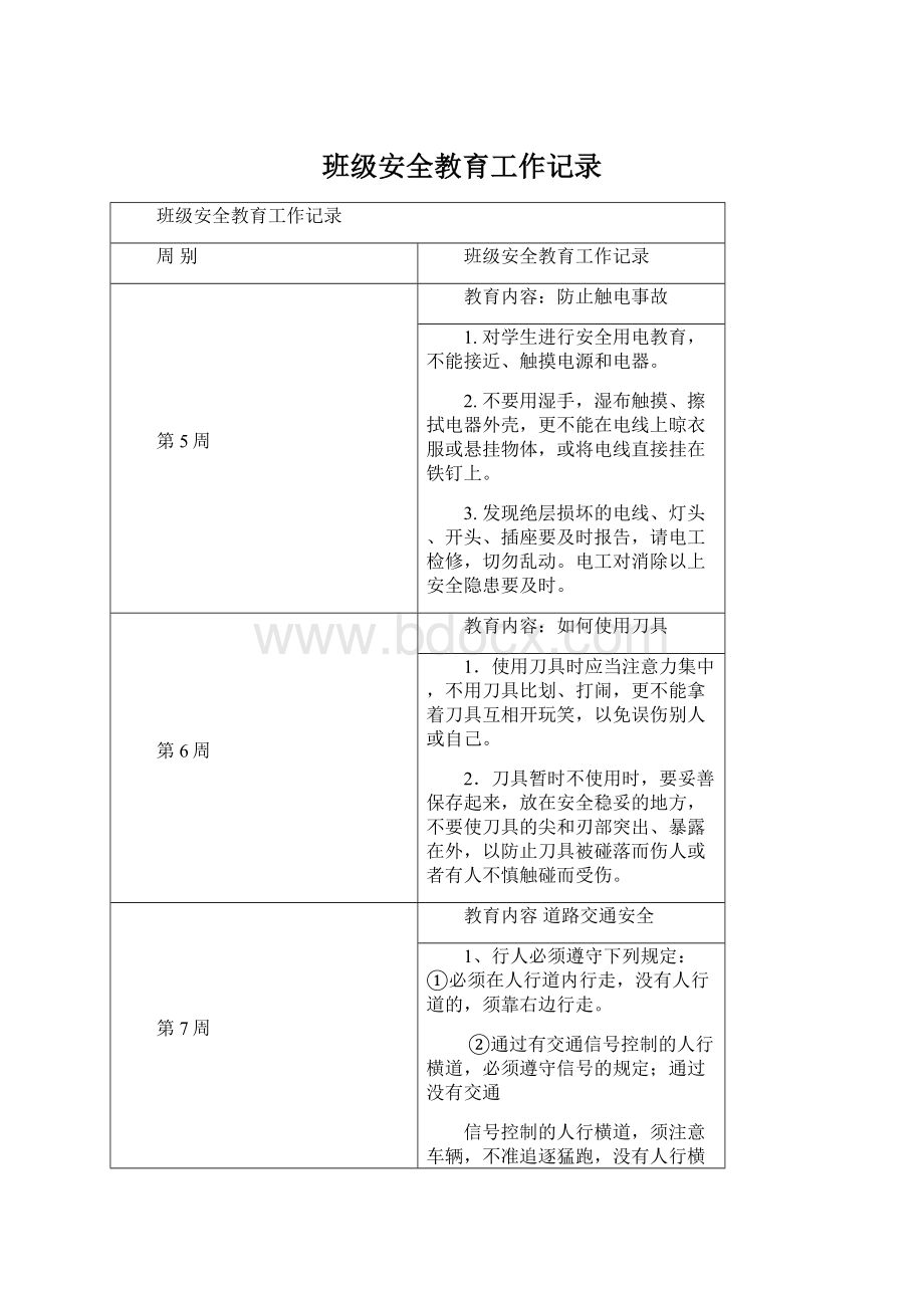 班级安全教育工作记录.docx_第1页