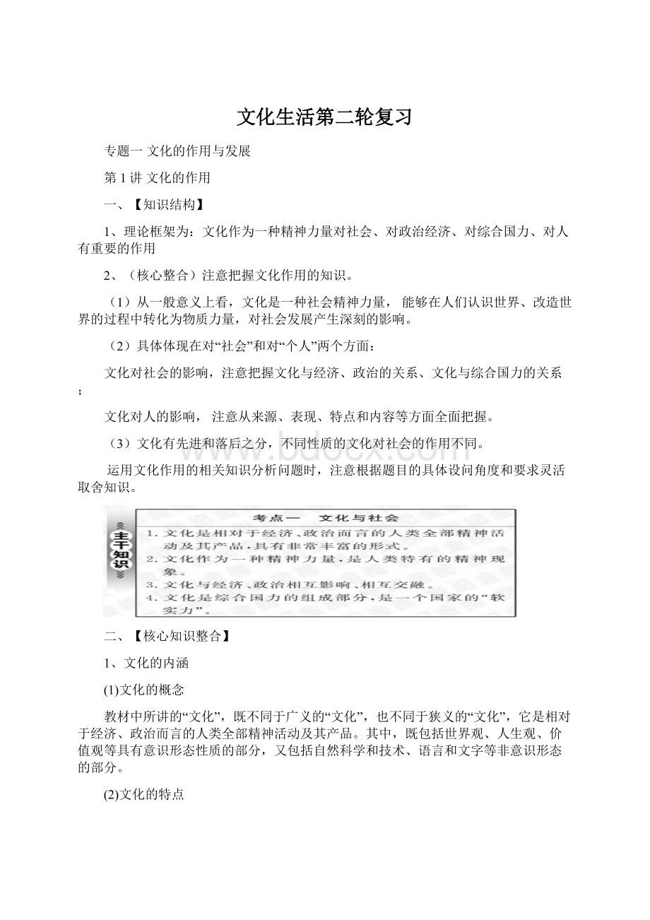 文化生活第二轮复习Word格式.docx_第1页