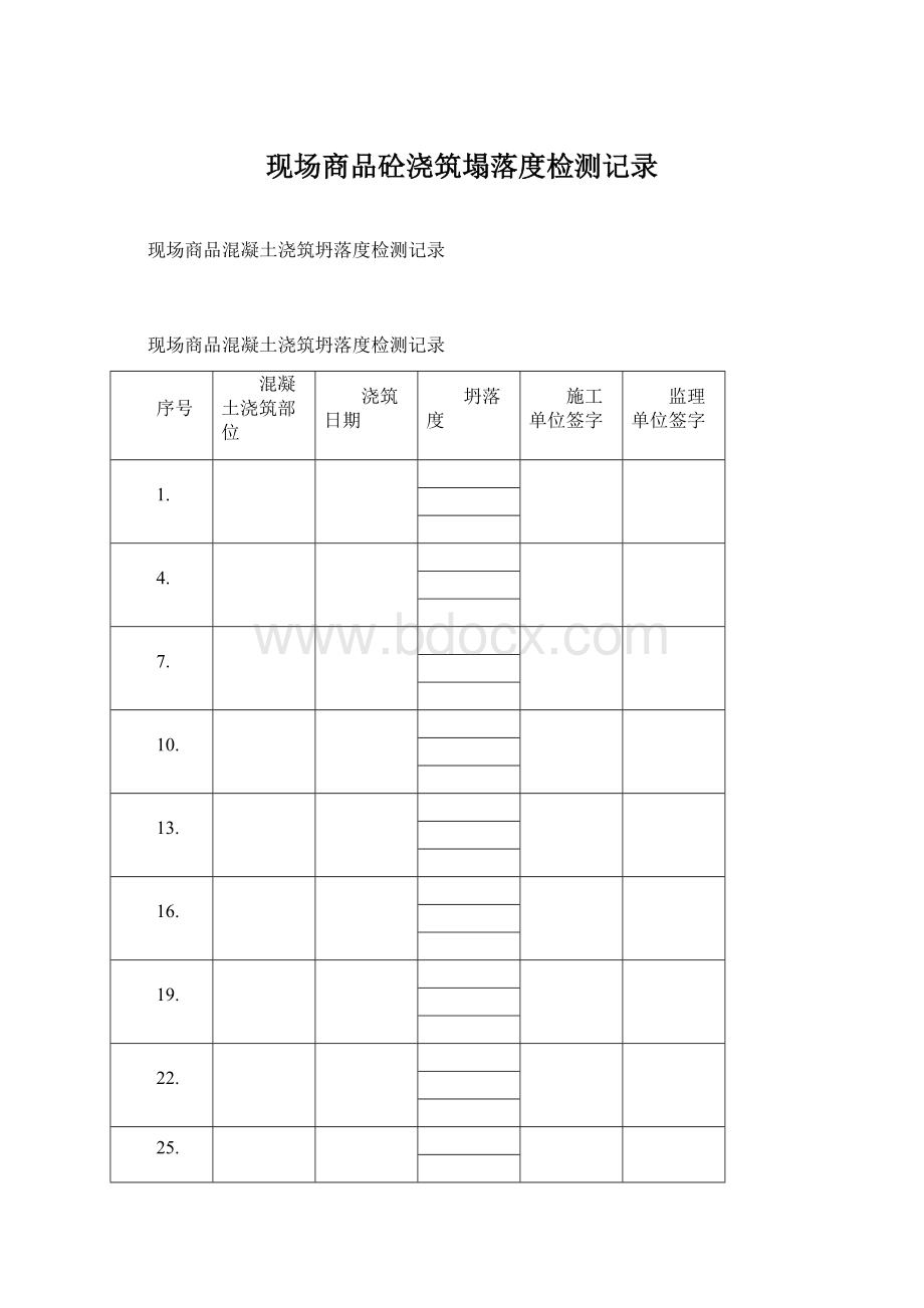 现场商品砼浇筑塌落度检测记录.docx