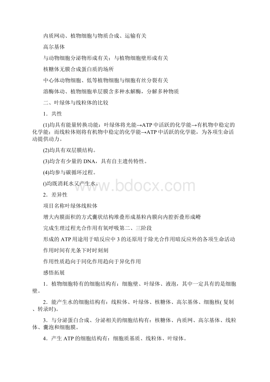 届高考生物第一轮必修一知识点细胞器复习Word文档下载推荐.docx_第3页