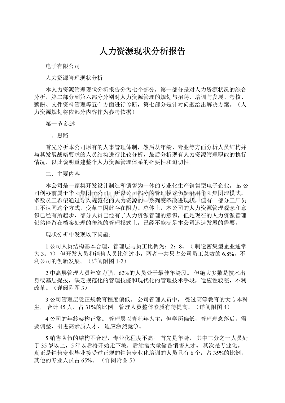 人力资源现状分析报告Word格式文档下载.docx