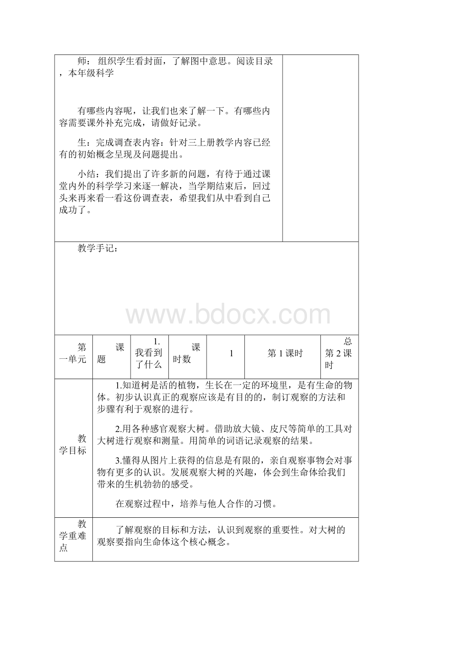 教科版三年级上册科学第一二单元表格式备课.docx_第2页