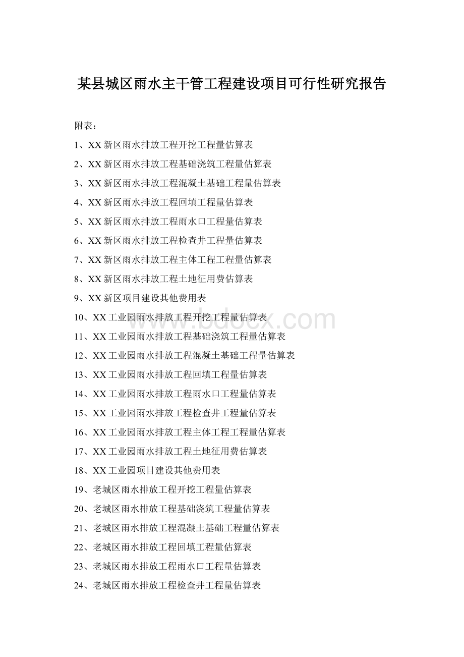 某县城区雨水主干管工程建设项目可行性研究报告.docx_第1页