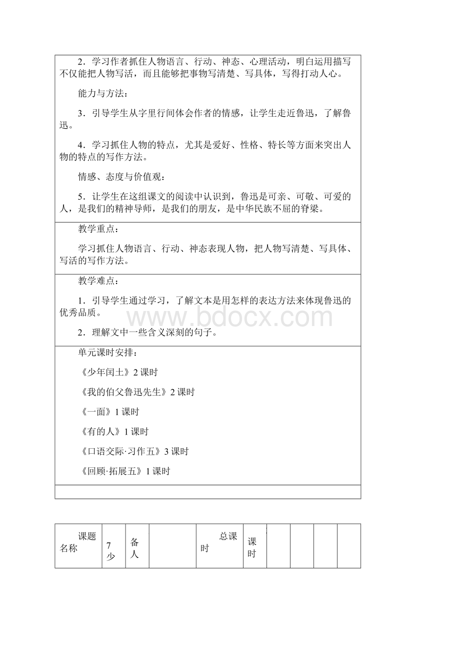 小学六年级上册语文 第五单元教案《少年闰土》等.docx_第2页