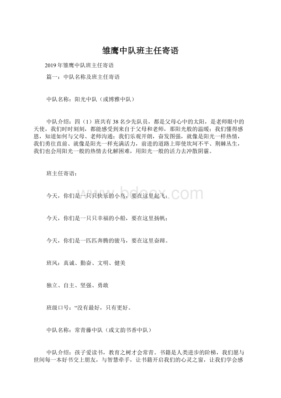 雏鹰中队班主任寄语.docx_第1页