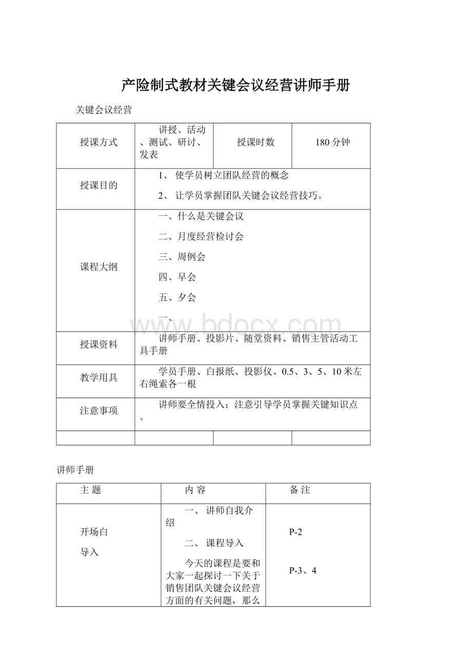 产险制式教材关键会议经营讲师手册文档格式.docx