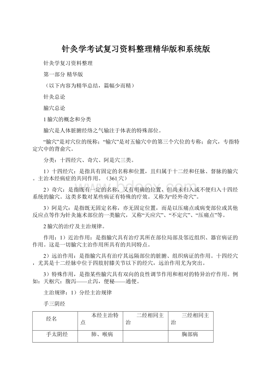 针灸学考试复习资料整理精华版和系统版Word文档格式.docx