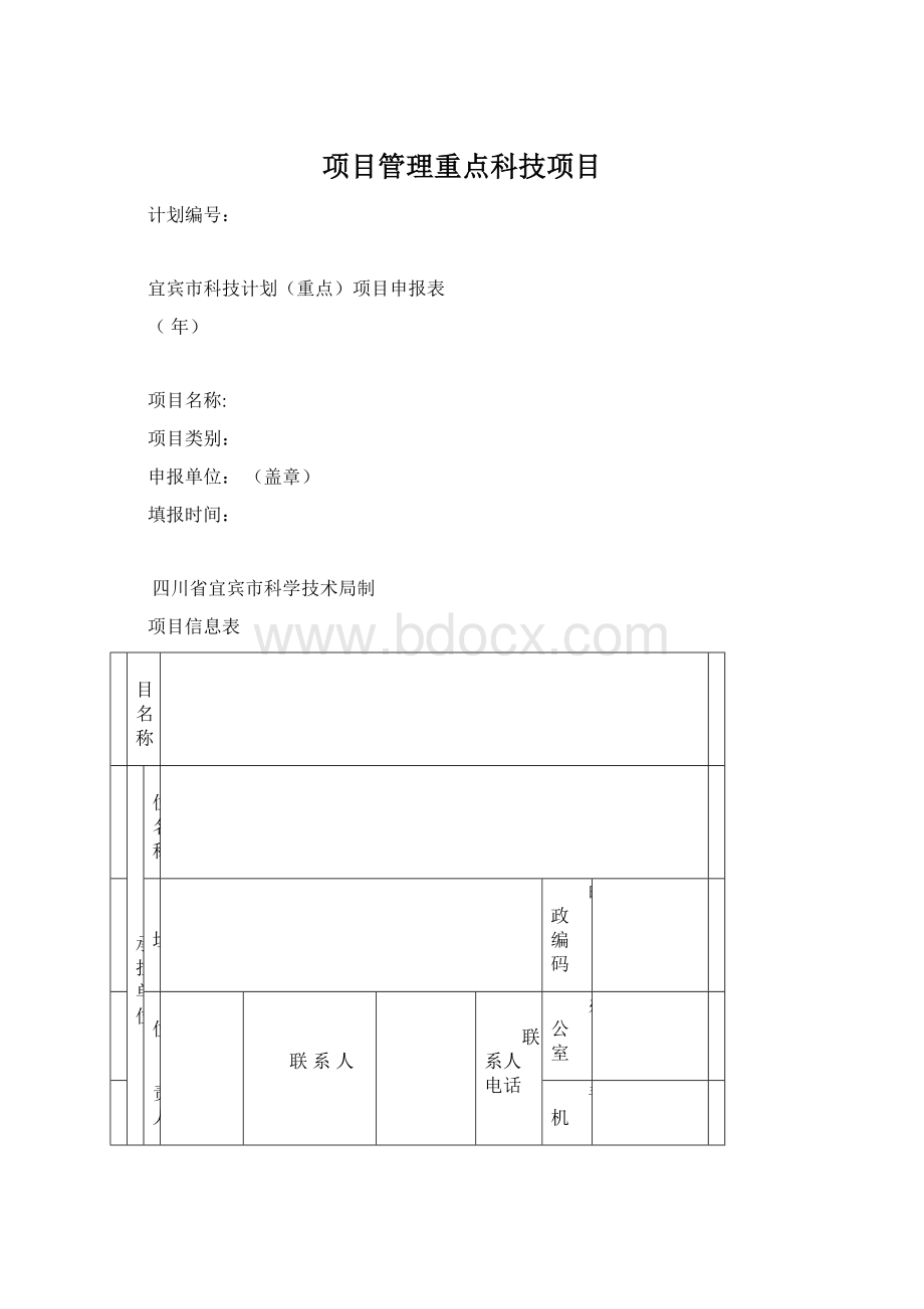 项目管理重点科技项目Word下载.docx