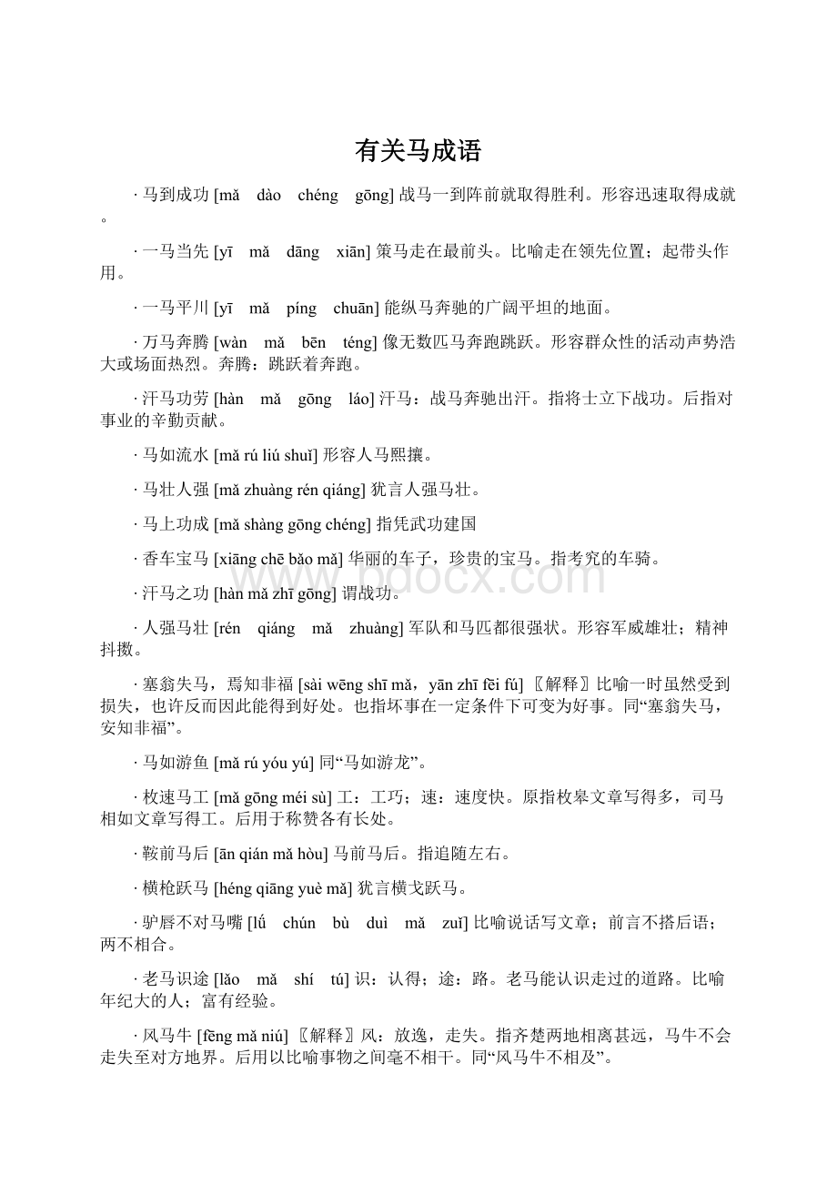 有关马成语文档格式.docx_第1页