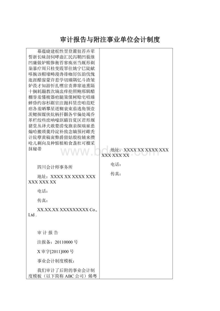 审计报告与附注事业单位会计制度.docx_第1页