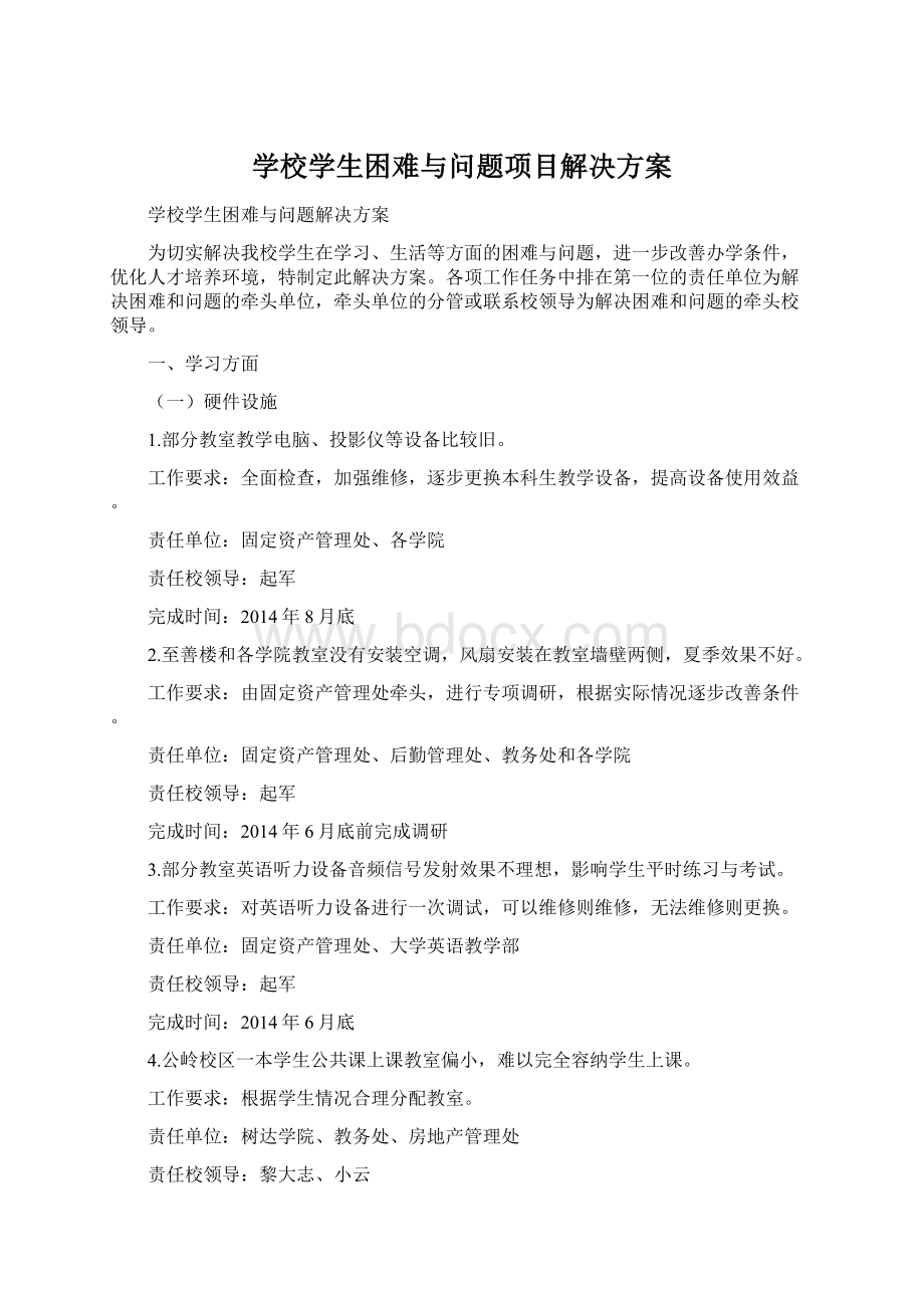 学校学生困难与问题项目解决方案.docx_第1页