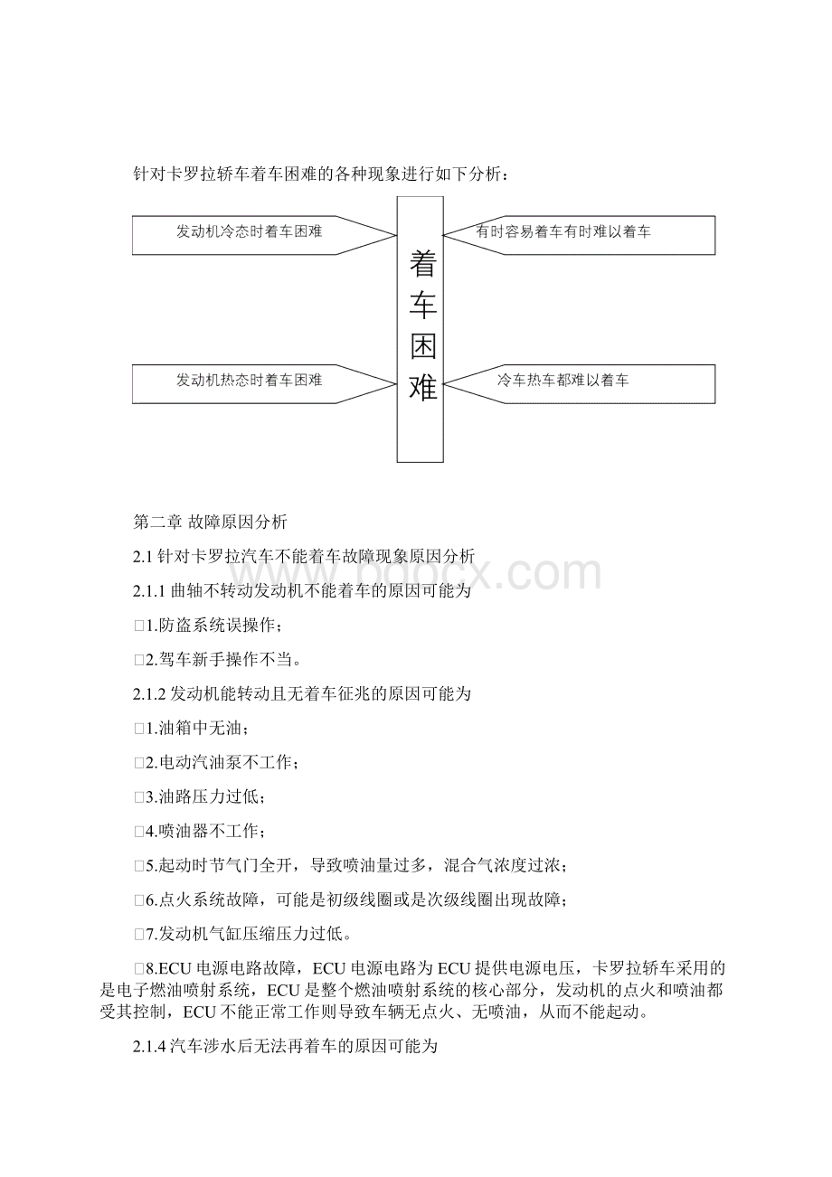 丰田卡罗拉轿车发动机起动不着的故障诊断与排除概要.docx_第3页