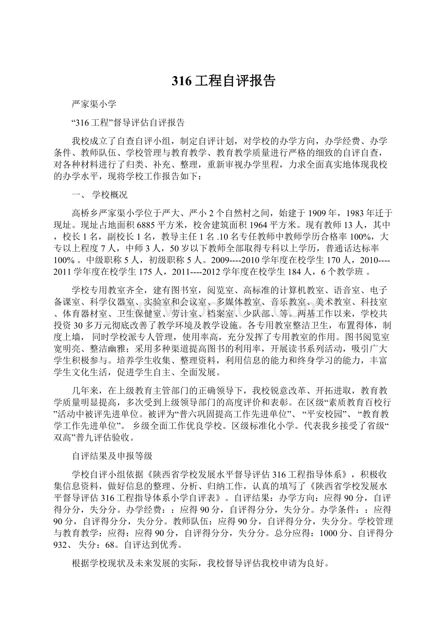 316工程自评报告.docx_第1页