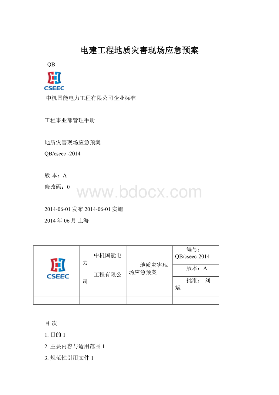 电建工程地质灾害现场应急预案.docx_第1页