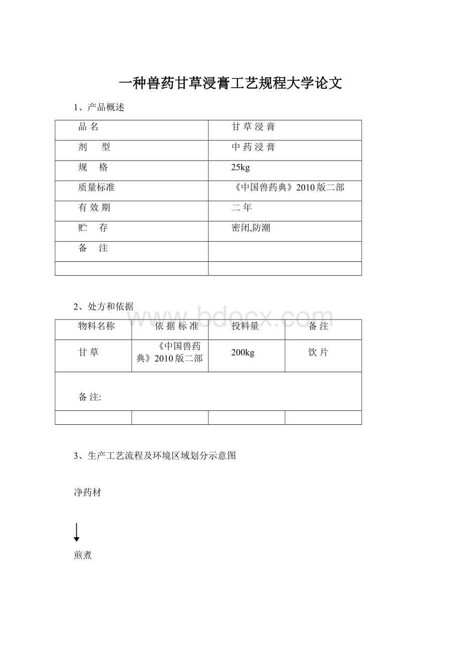 一种兽药甘草浸膏工艺规程大学论文.docx