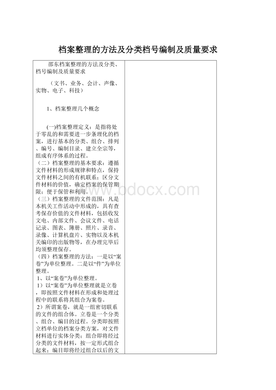 档案整理的方法及分类档号编制及质量要求Word文档格式.docx