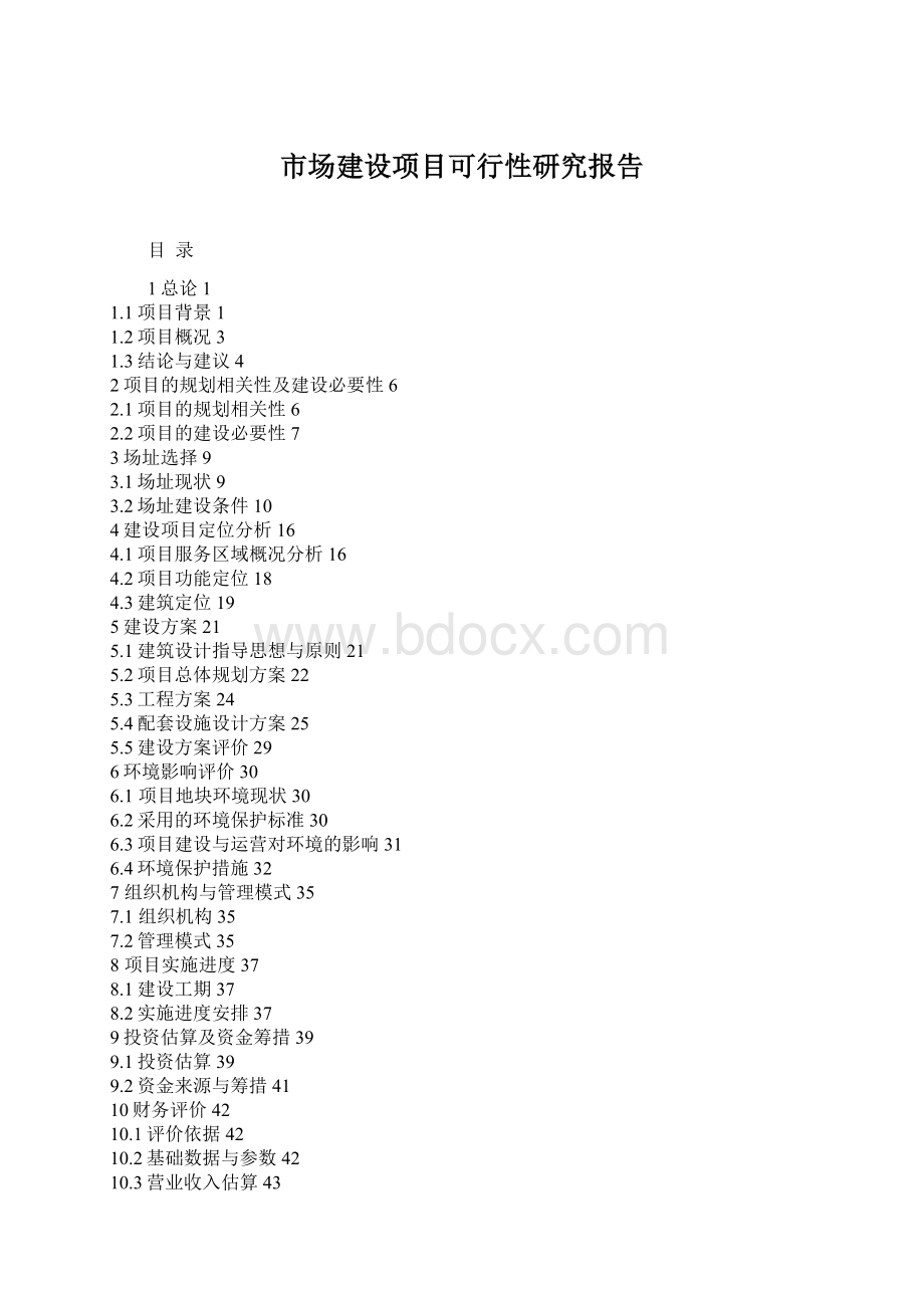 市场建设项目可行性研究报告Word格式.docx