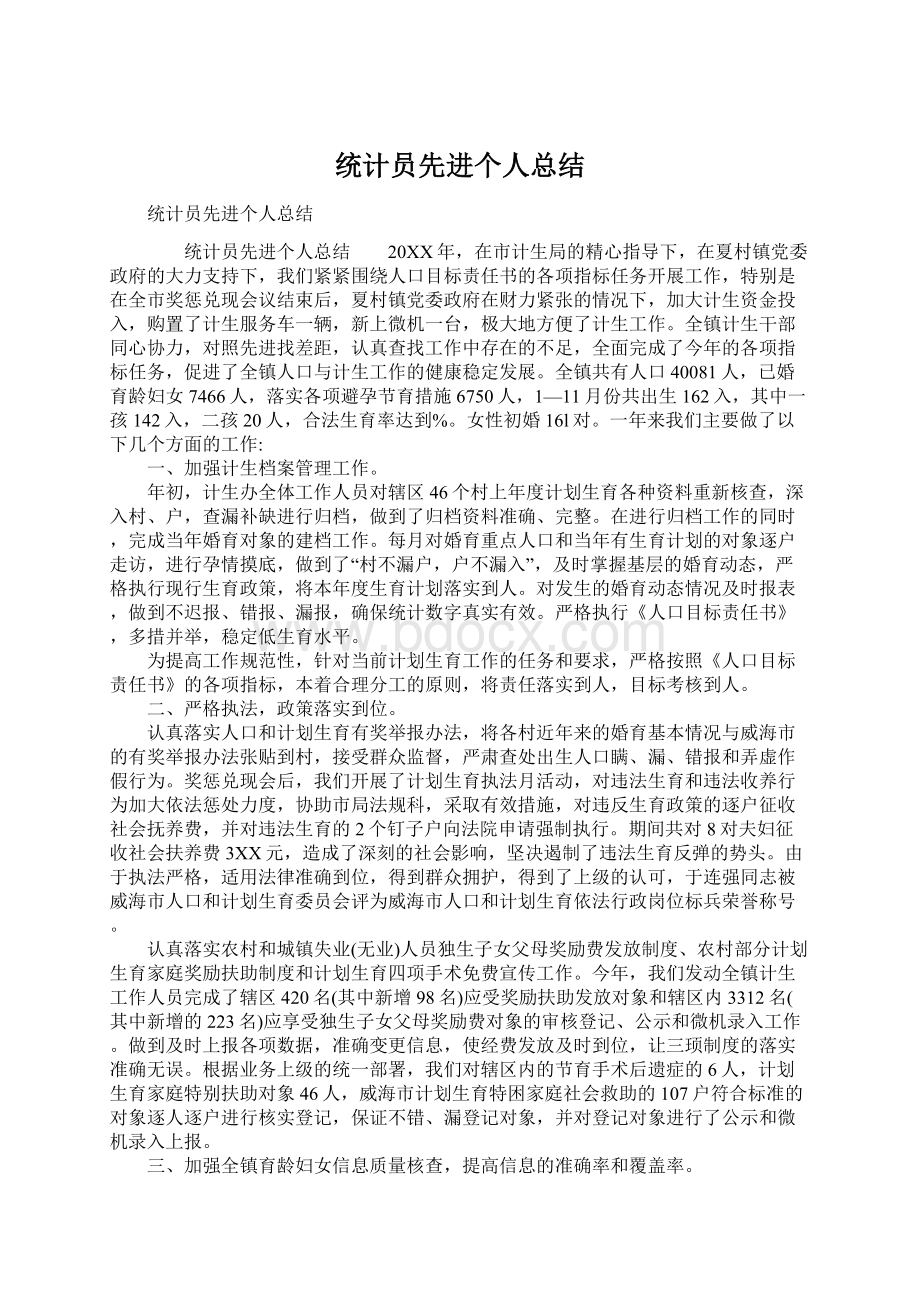 统计员先进个人总结Word格式.docx_第1页