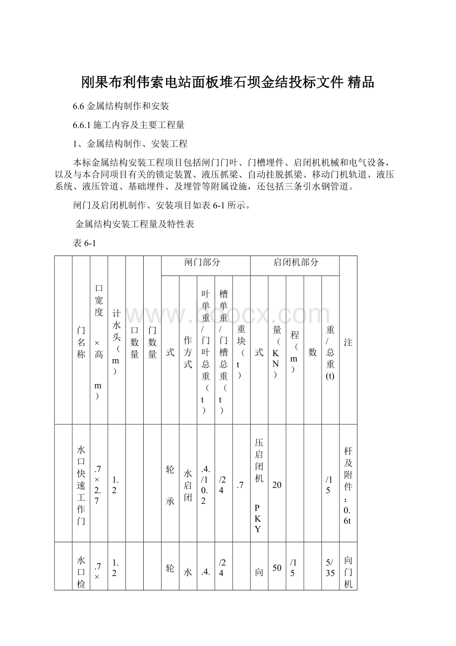 刚果布利伟索电站面板堆石坝金结投标文件 精品Word文档格式.docx_第1页