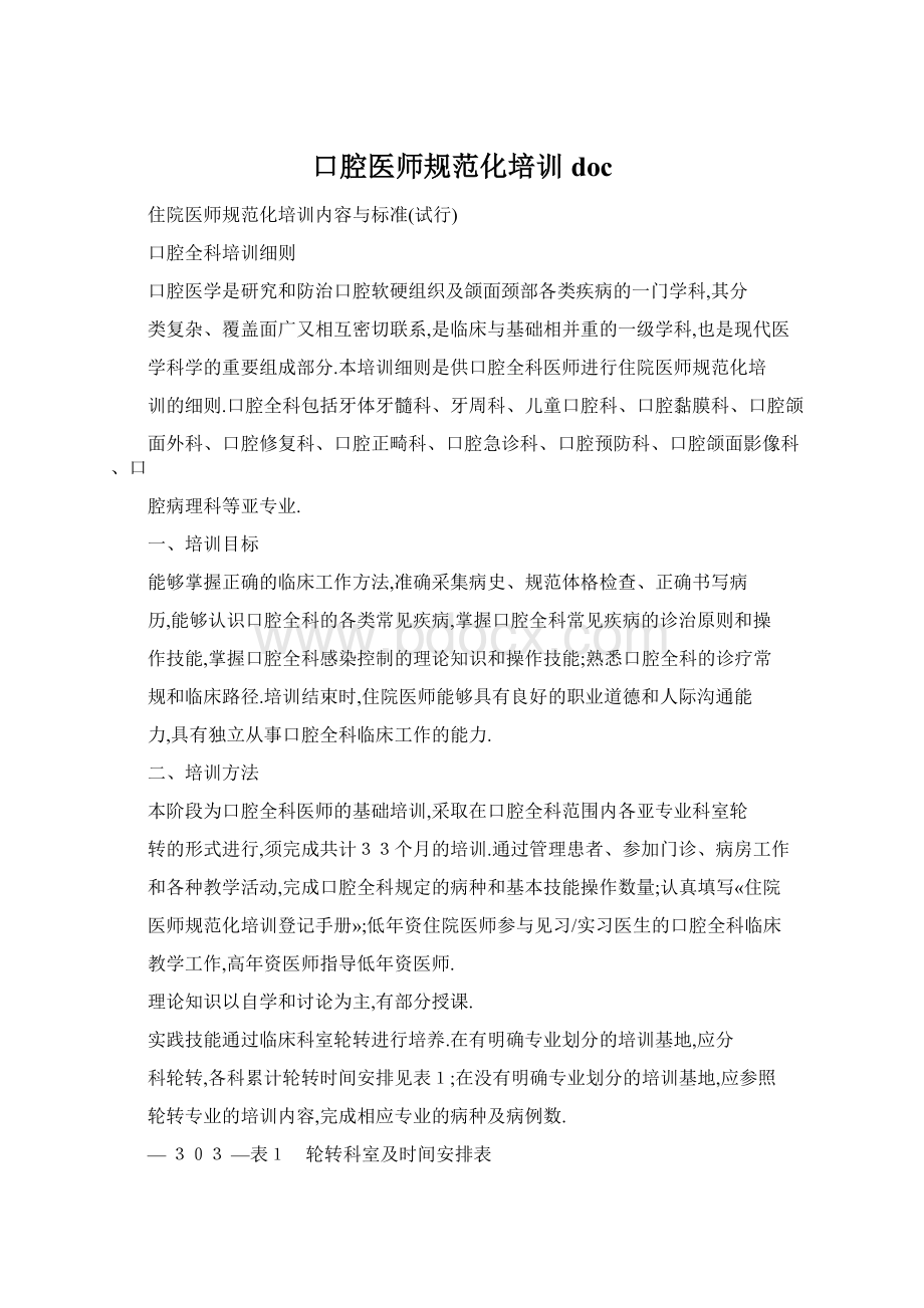 口腔医师规范化培训doc.docx_第1页