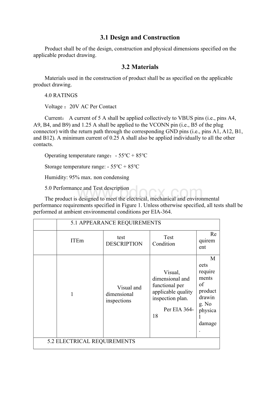 USB Type C receptacle and plug 产品规格书Word文档格式.docx_第2页