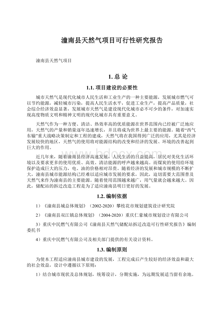 潼南县天然气项目可行性研究报告.docx_第1页