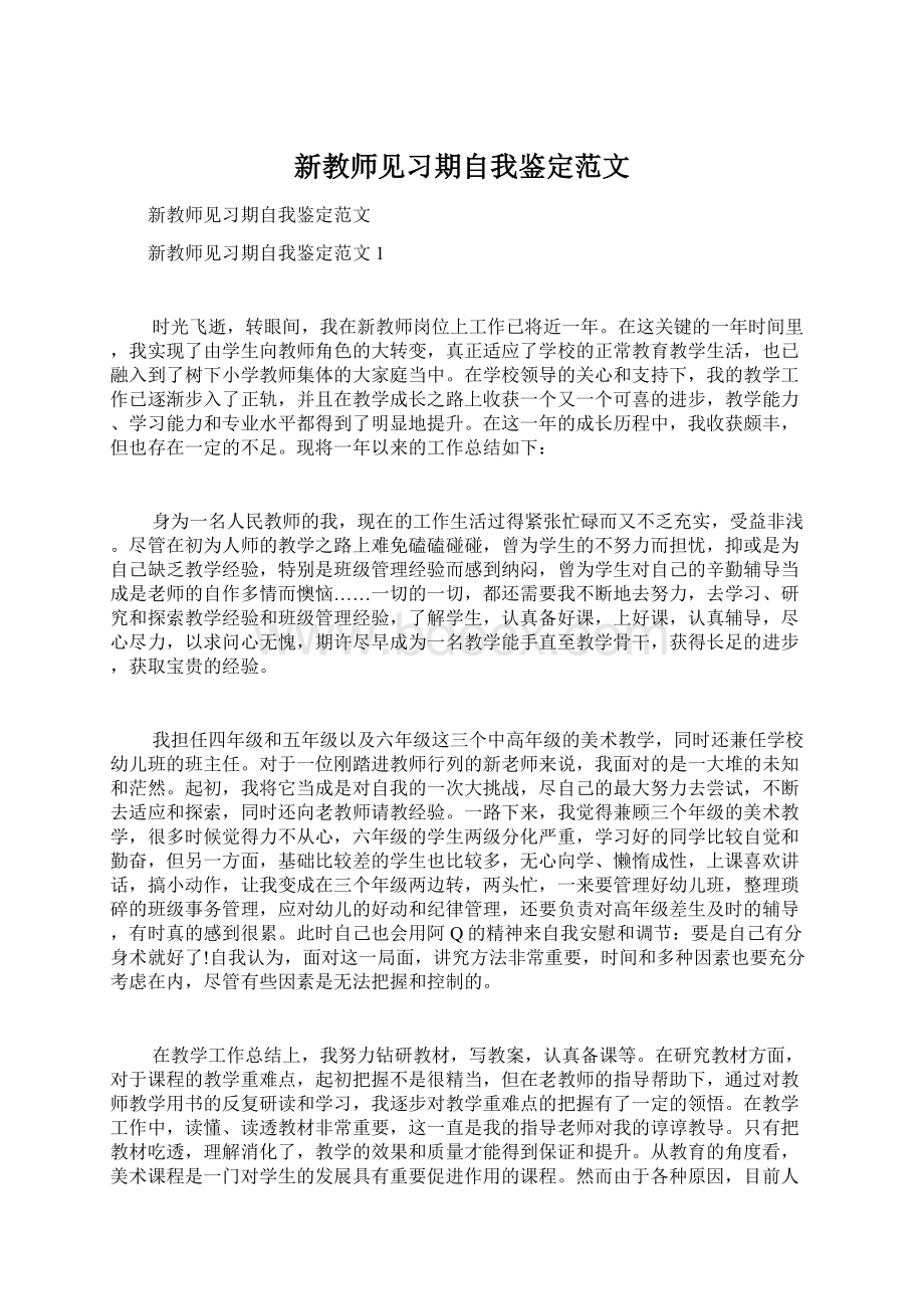 新教师见习期自我鉴定范文.docx