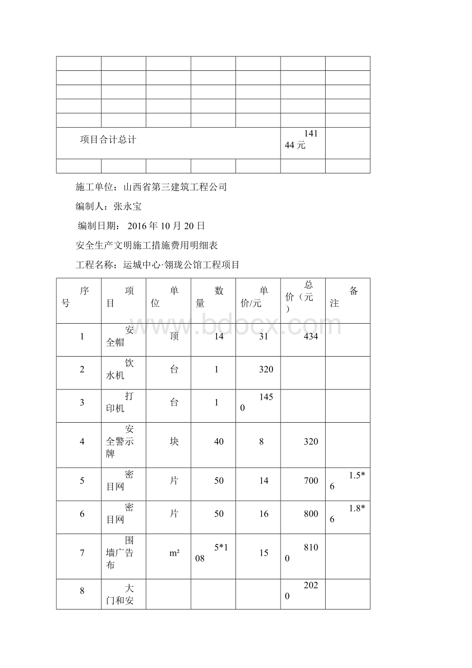 安全生产文明施工措施费用台帐.docx_第2页