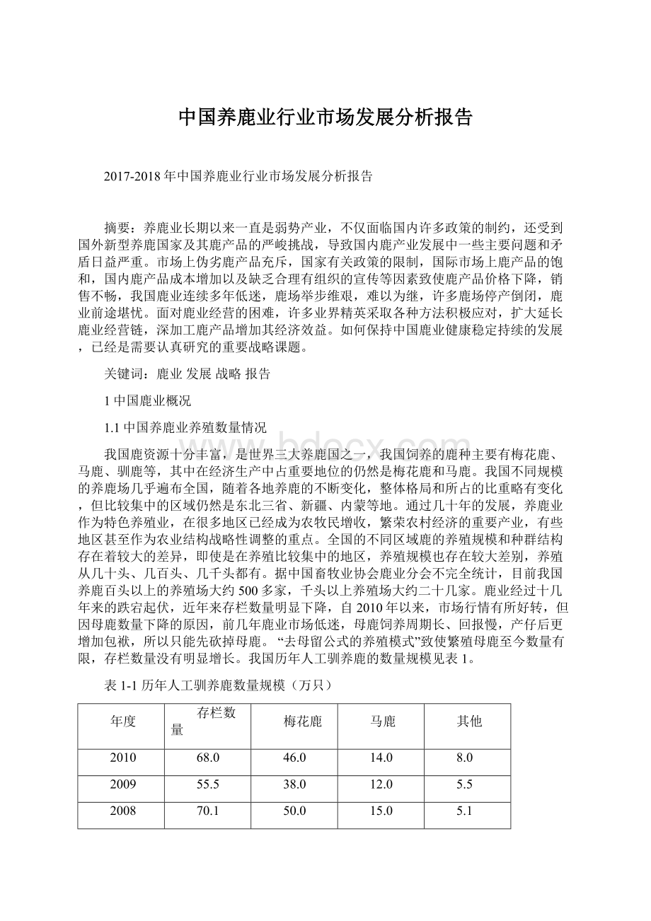 中国养鹿业行业市场发展分析报告.docx