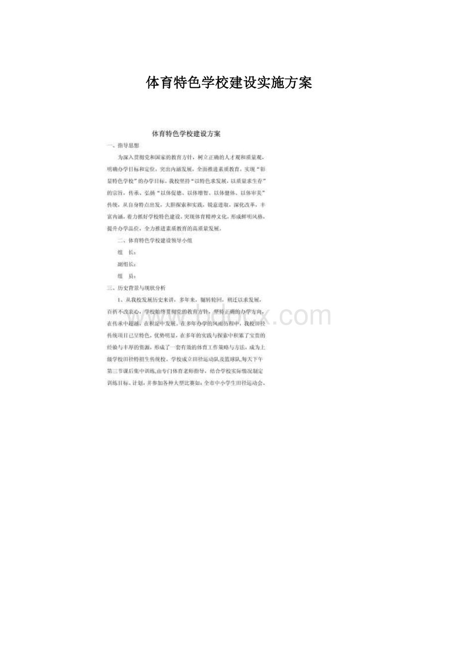 体育特色学校建设实施方案Word格式文档下载.docx_第1页