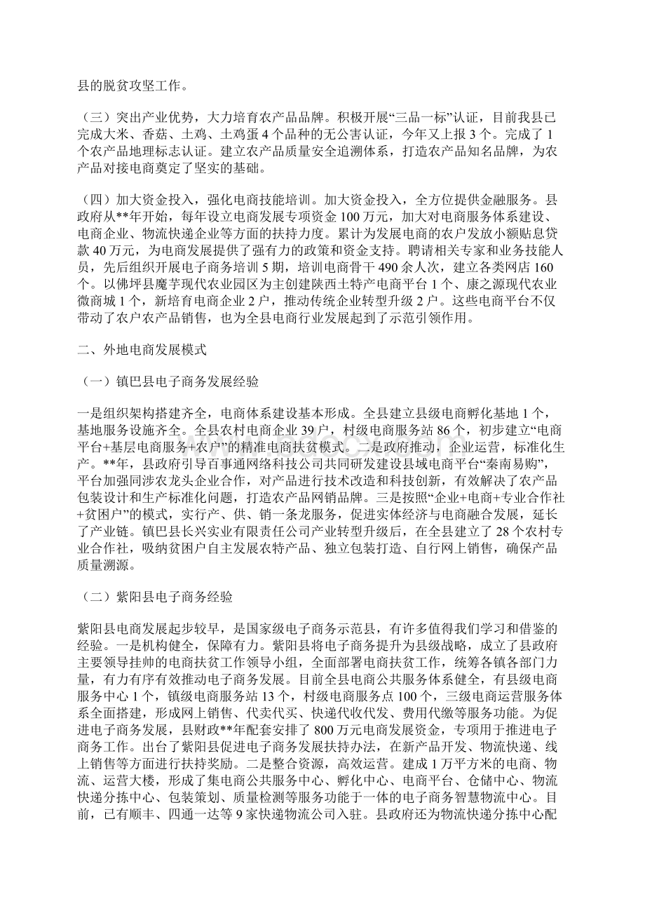 县电子商务发展情况调研报告5篇Word格式文档下载.docx_第2页