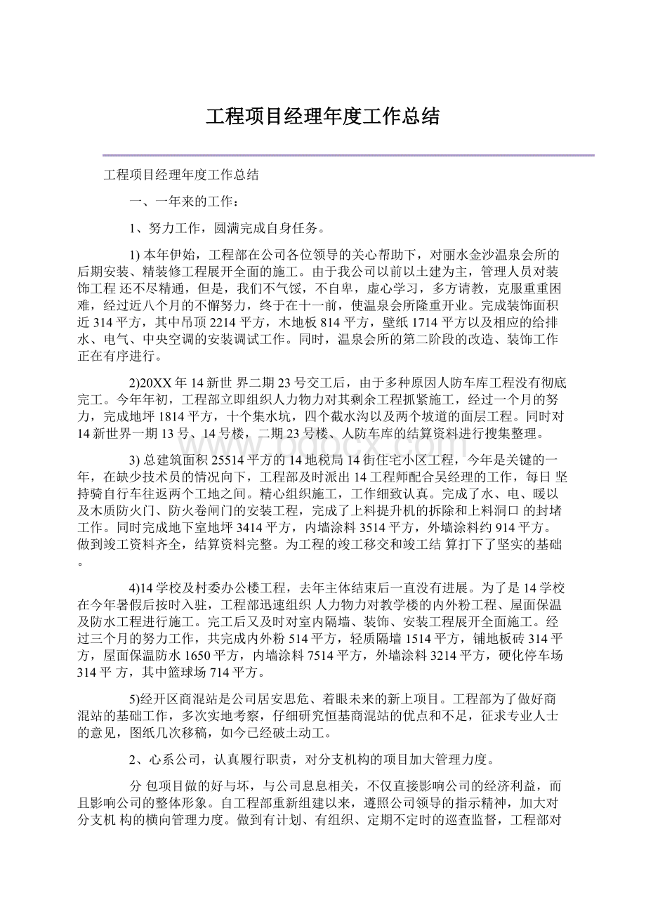 工程项目经理年度工作总结.docx