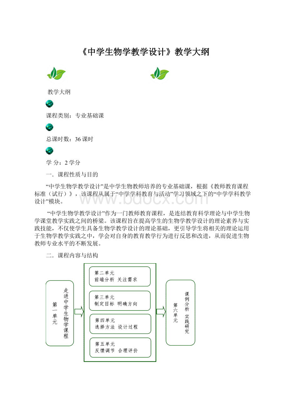 《中学生物学教学设计》教学大纲.docx