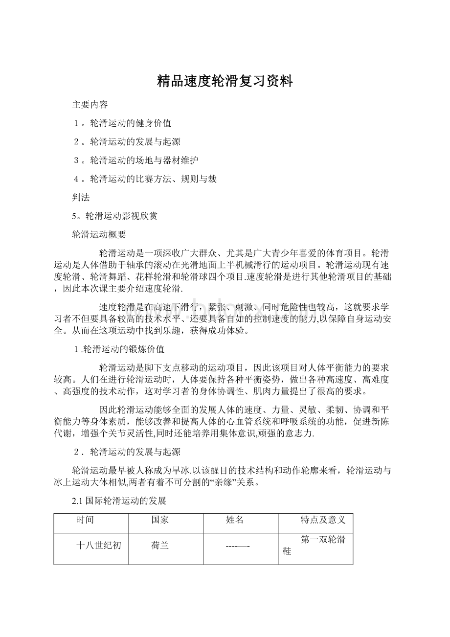 精品速度轮滑复习资料.docx